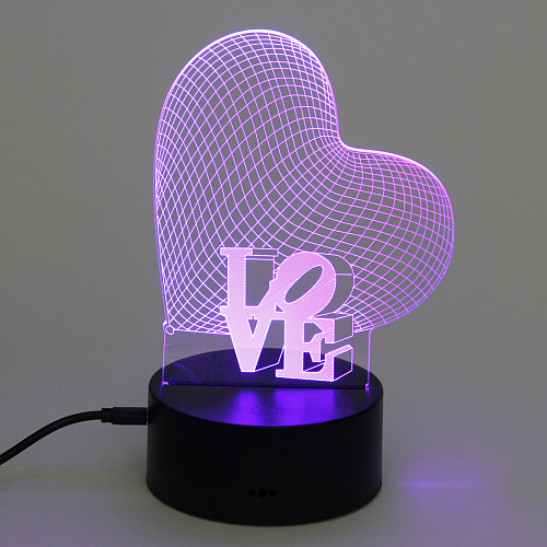Светильник ночник 3D-LOVE на пластиковой подставке, с включателем USB_9