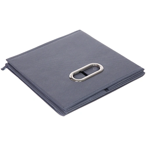 Короб - органайзер складной стеллажный для хранения вещей с крышкой ДОМания, цвет серый, 282828см (лейбл)_4