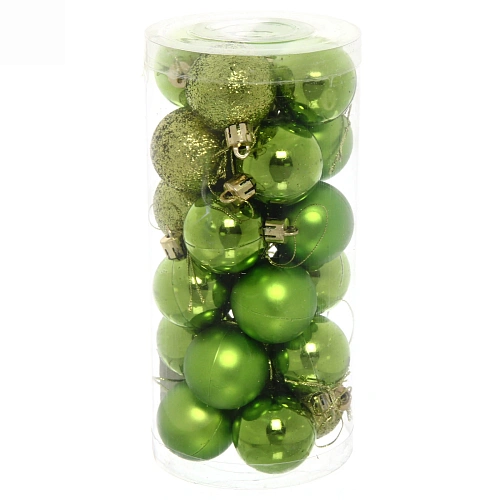 Новогодние шары 4 см (набор 24 шт) Микс фактур, зеленый_12