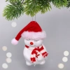Елочная игрушка "Зимний снеговик" 6*6*11 см, красный