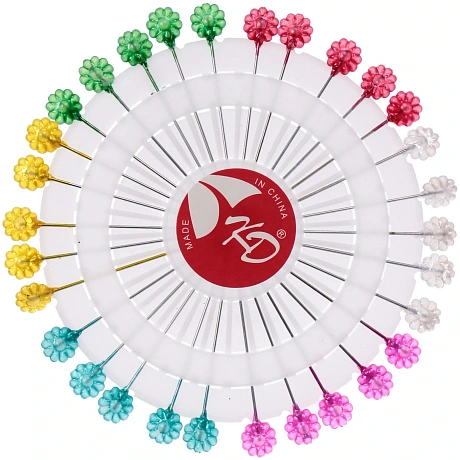 Булавки портновские 30шт "Favorite Hous", глянцевые цветочки, 5,5см