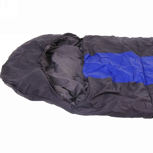 Спальник одеяло с капюшоном 21070см 1400гр серо-синий +0С_5