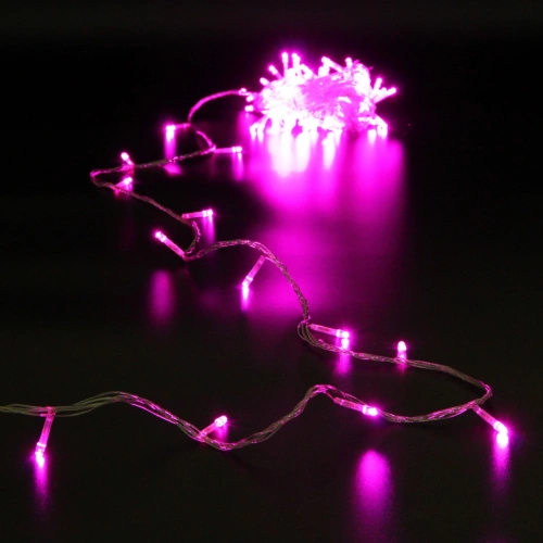 Гирлянда для дома  5,5м 50 ламп LED прозрач.пров.,8 реж, IP-20, Розовый
