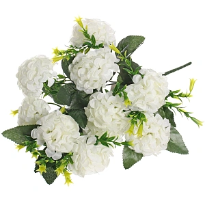 Искусственные цветы "Цветочная мелодия" Гортензии 40см 10 цветков белые