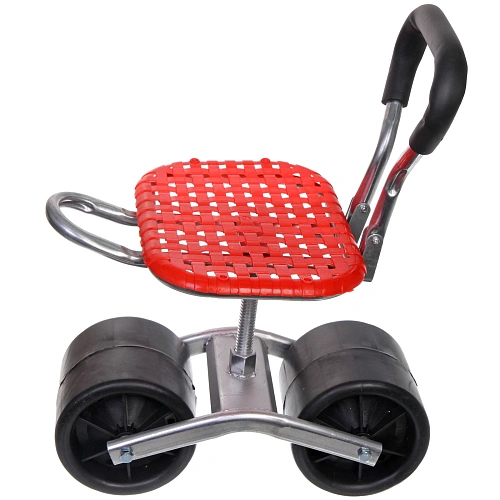 Стул садовый на колесах для прополки и работы в саду 354714см с поворотным механизмом(360°) складная спинка, цвет красный_4