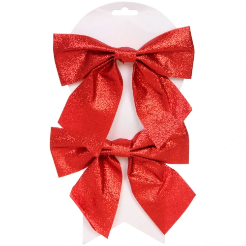 Бант на ёлку "Зимнее очарование" 15*15 cм (набор 2 шт), Красный