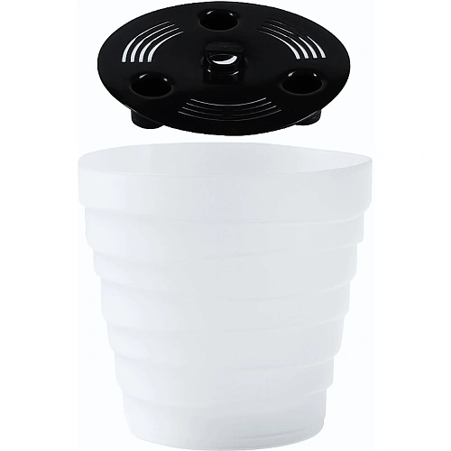 Кашпо для цветов пластиковое 1,4л d-14,5см Бархан Прозрачный_2