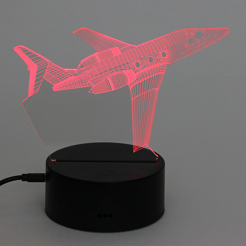 Светильник ночник 3D-Самолёт на пластиковой подставке, с включателем USB_5