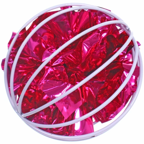 Игрушка - мячик для кошек "ИГРУЛИК", шуршалка, цвет  розовый, d - 6см 