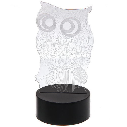 Светильник ночник 3D-Мудрая сова на пластиковой подставке, с включателем USB_3
