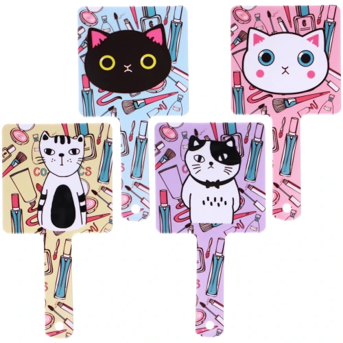 Зеркало косметическое "Коллекция ИМАНИ - КОТИКИ", микс 4 дизайна, 23,4*12см (PVC подвес) 