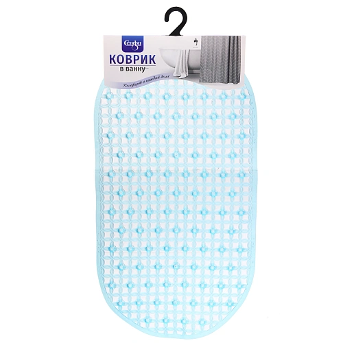 Коврик в ванну 64х34 "Куба" синий