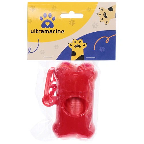 Контейнер с пакетами для уборки за собакой с карабином,цвет красный Ultramarine_6