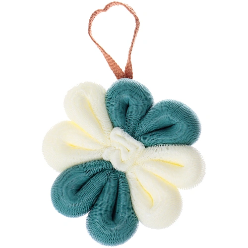 Мочалка нейлоновая Premium - STELLA, цвет белый  лазурный, d-11см (ZIP пакет)_4