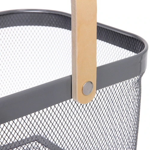 Корзина для хранения металлическая с деревянными ручками ФАРГО, цвет серый, 1924,540см (лейбл Селфи)_4