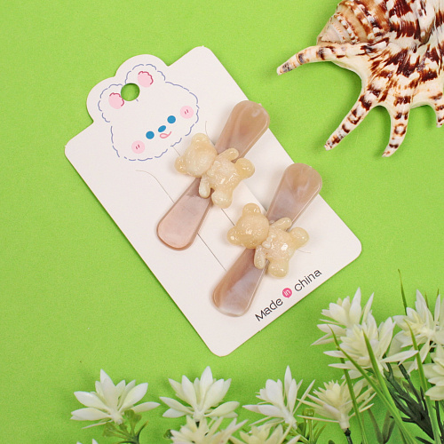 Зажимы для волос 2шт Chocolate, молочный мишка, цвет как на фото, 6,41,6см_3