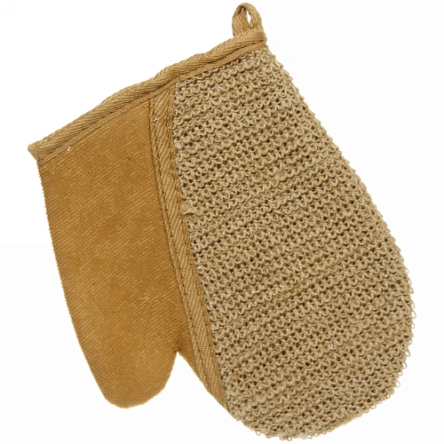 Мочалка-варежка для тела комбинированная "Ultramarine - Прима", с сизалем, цвет коричневый, 18*23см