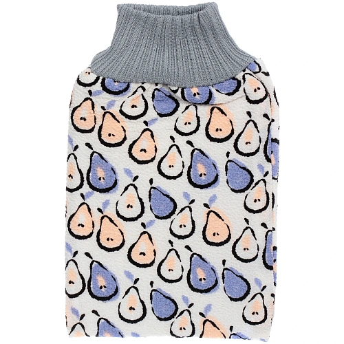 Мочалка - варежка скрaбирующая  Premium - DEPALMA, цвет белый  фиолетовый, 225145см  (ZIPпакет)_4