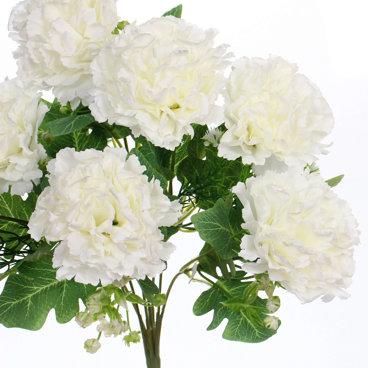 Искусственные цветы "Букет гвоздик" 35см 7 цветков белые