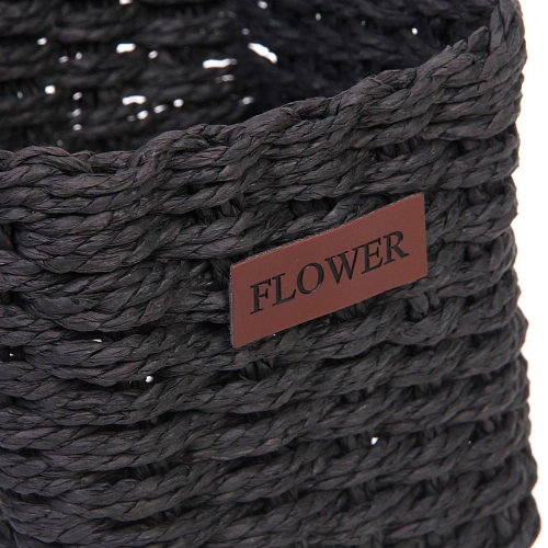 Корзинки интерьерные для хранения 3шт в наборе с петелькой ЭЛЛОРИЯ, цвет черный, 121115141617см (лейбл)_7