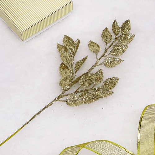 Ветка декоративная "Волшебные листья" 50 см, Шампань