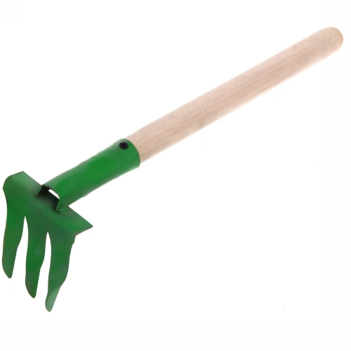 Грабли витые 3-х зубые металлические с деревянной ручкой