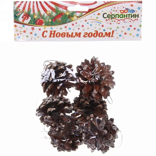 Украшение новогоднее Шишки с белым инеем 5,5 см (набор 6 шт)_4