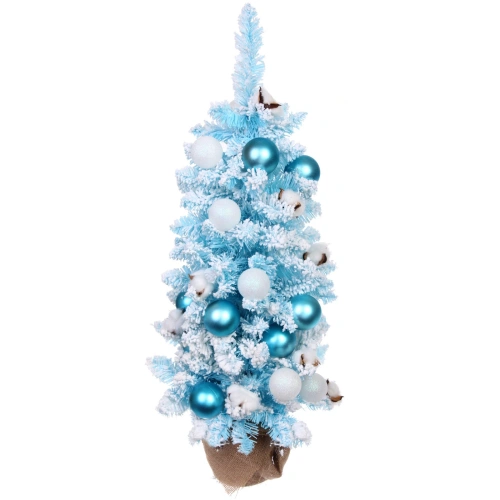 Елка декоративная "Нежность" 90 см, ПВХ с белым напылением (136 веток), Голубой