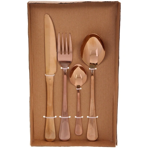 Набор столовых приборов SANLI 24шт (6ножей, 6вилок, 6стложек, 6чложек), цвет розовое золото_5