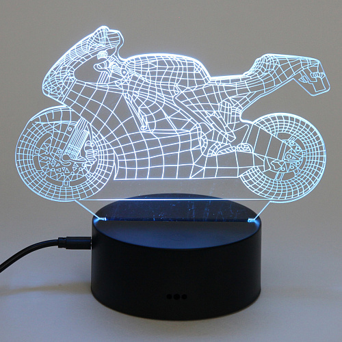 Светильник ночник 3D-Мотоцикл на пластиковой подставке, с включателем USB_4