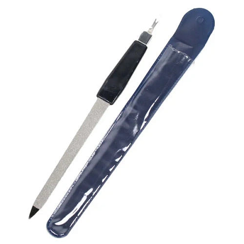 Пилка для ногтей металлическая с триммером в чехле "Галант", цвет ручки черный, цвет пилки серебро,18,5см