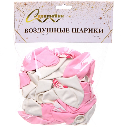 Воздушные шары 50 шт, 1025см Наша доченька (розовыйбелый)_8