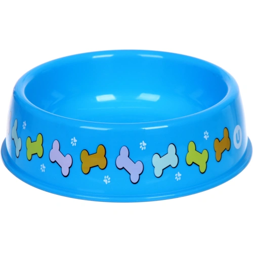Миска пластиковая "МОЙ БРО - Вкусная косточка!, цвет небесно-синий,  21*6,5см (логотип на миске) 700мл