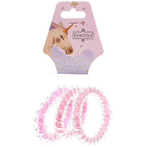 Резинки для волос силиконовые 3шт "ЛИНАЛИ", цвет розовый, d-5,5см (Подвес Единорог)