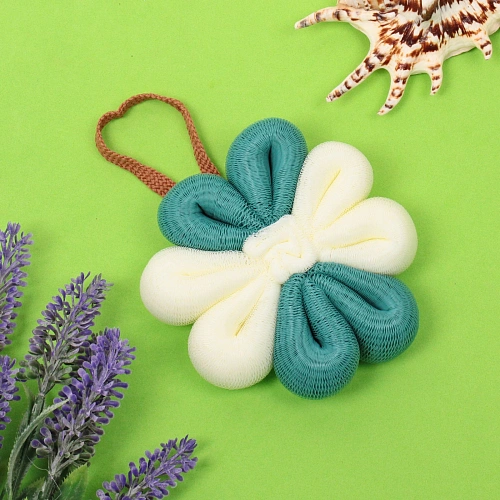 Мочалка нейлоновая Premium - STELLA, цвет белый  лазурный, d-11см (ZIP пакет)_3