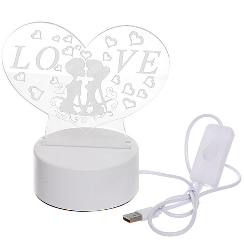 Светильник ночник 3D-Поцелуй на пластиковой подставке, с включателем USB_2