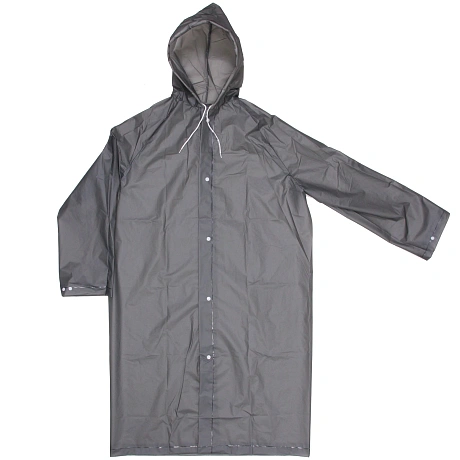 Дождевик-плащ "Уральский" с капюшоном и завязками, на кнопках "Уральский" серый ДоброСад