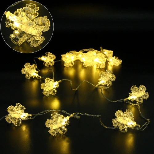 Гирлянда для дома   4,0 м 20 ламп LED с насадками СНЕЖИНКА Прищепка, прозрач.провод, Теплый белый