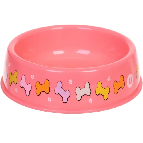 Миска пластиковая "МОЙ БРО - Вкусная косточка!, цвет розовый,  21*6,5см (логотип на миске) 700мл