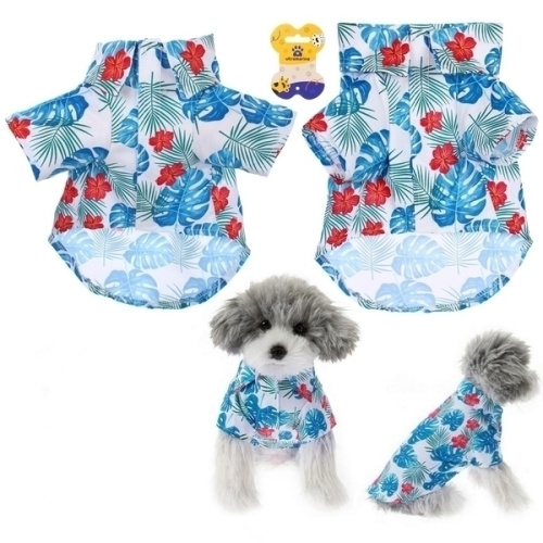 Рубашка для собак и кошек малых и средних пород "СТИЛЬНЫЙ БРО", принт пальмовые листья, размер L, (лейбл)