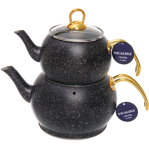 Чайник двойной турецкий 1,2+2л "Vicalina" черный VL-AA02H