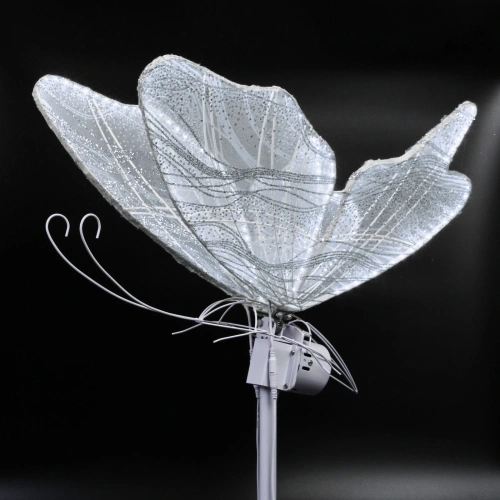 Фигура светодиодная "Волшебная Бабочка" на стойке h-1,78м, длина крыла 60 см (машет крыльями),220v,Белый