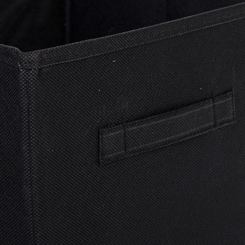 Короб - органайзер складной стеллажный для хранения вещей с ручками ДОМания, цвет черный, 26,526,528см (лейбл)_3