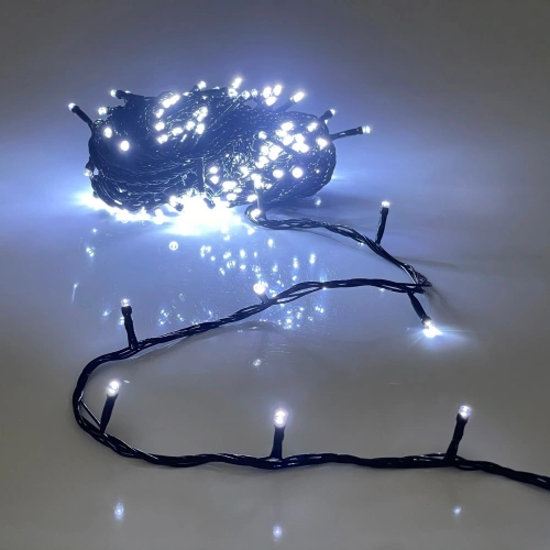 Гирлянда для улицы 25м 300 ламп LED чёрный провод, 8 реж, IP-54, Белый (возможность соединения)