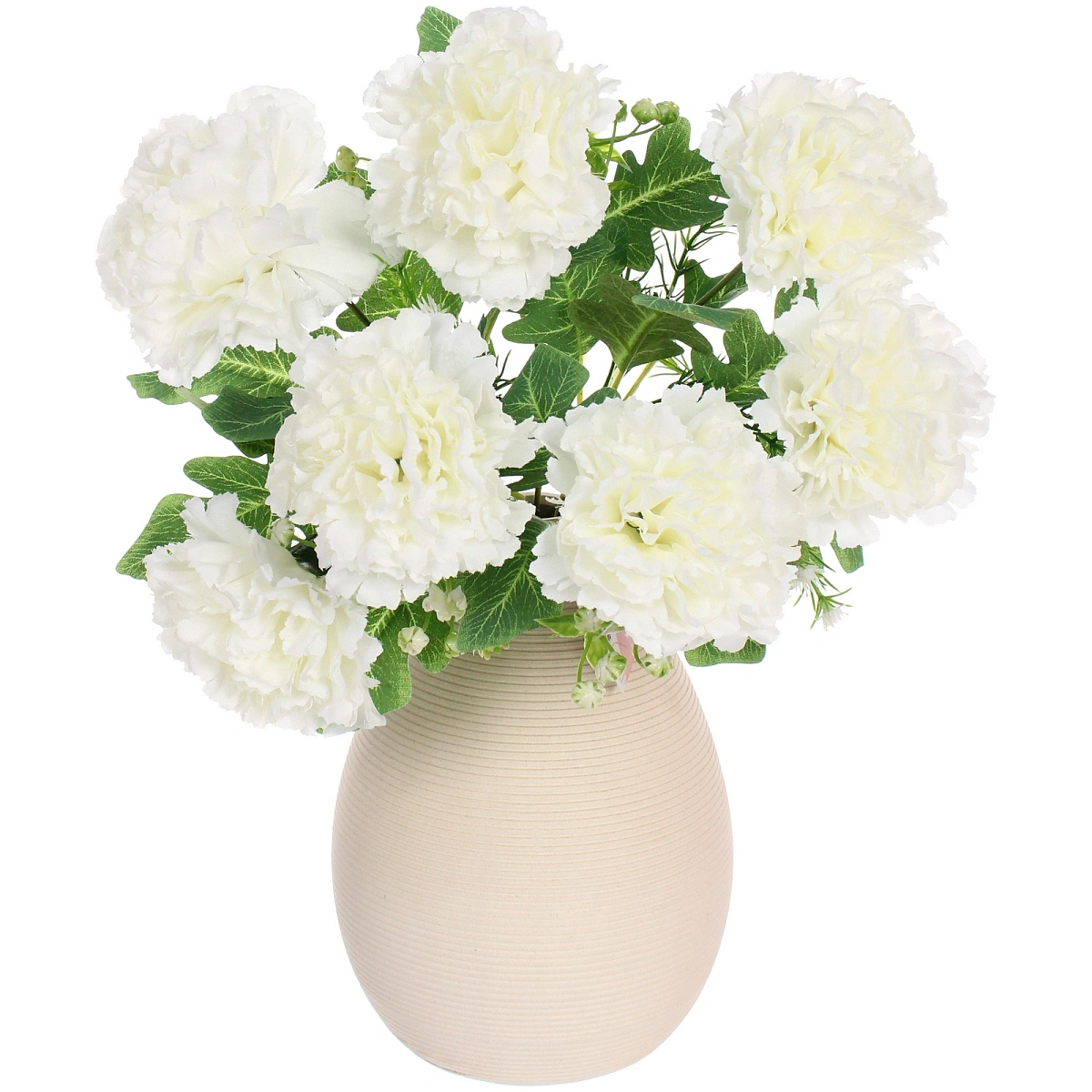 Искусственные цветы "Букет гвоздик" 35см 7 цветков белые