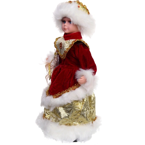 Снегурочка Новогодняя пьеса 40 см в красной шубке_8