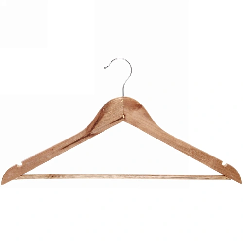 Плечики деревянные с выемками для бретелек "ТАРТИТАН", цвет натуральное дерево, 45см