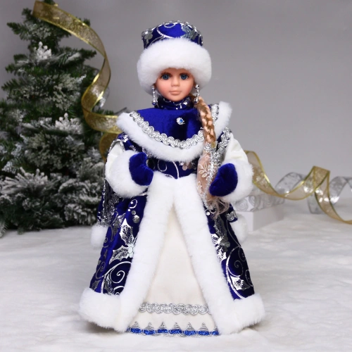 Снегурочка музыкальная "Зимний сон" 40 см (синяя шубка)