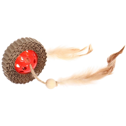 Игрушка - когтеточка "ЦапЦап", шарик с бубенчиком, цвет красный, 7*1,5см 
