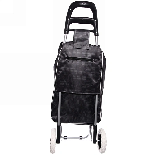 Тележка хозяйственная с сумкой (953330см, колеса 16см, до 30 кг) горошек, черная_5